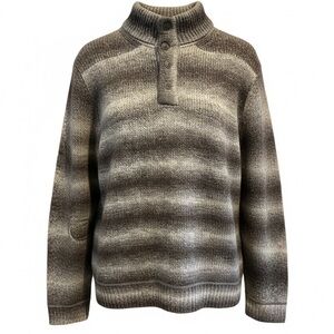 GH Bass Men’s Grandpa Cozy Gray Brown Botton Collar Sweater W/ Elbow Patches XL